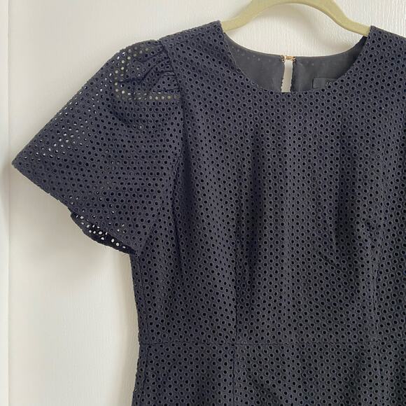 J. Crew Black Eyelet A line Dress Women's size 2 - Picture 5 of 10